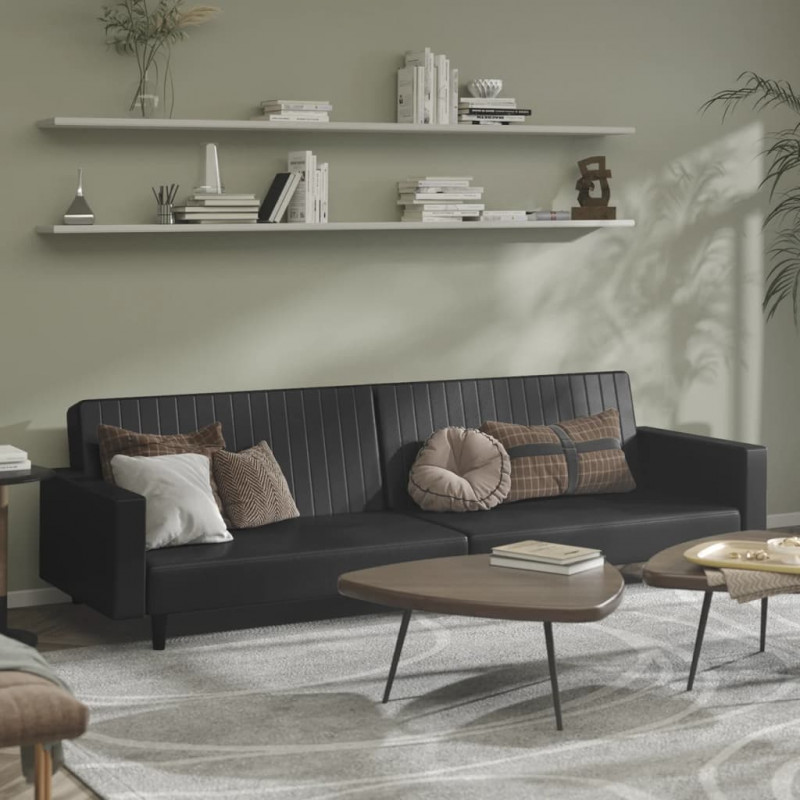2-osobowa sofa, czarna, sztuczna skóra