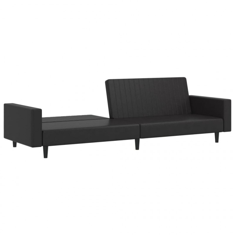 2-osobowa sofa, czarna, sztuczna skóra