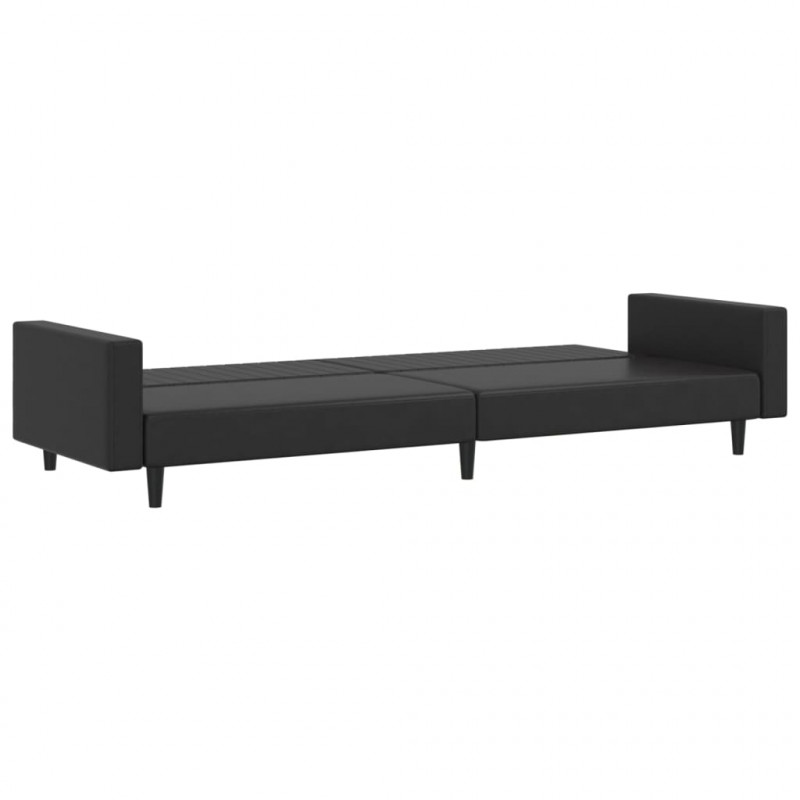 2-osobowa sofa, czarna, sztuczna skóra