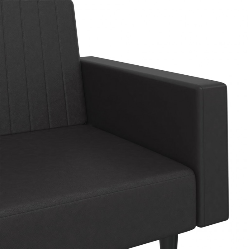 2-osobowa sofa, czarna, sztuczna skóra