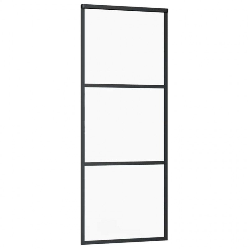 Drzwi przesuwne z zestawem okuć czarne 76x205 cm ESG szkło