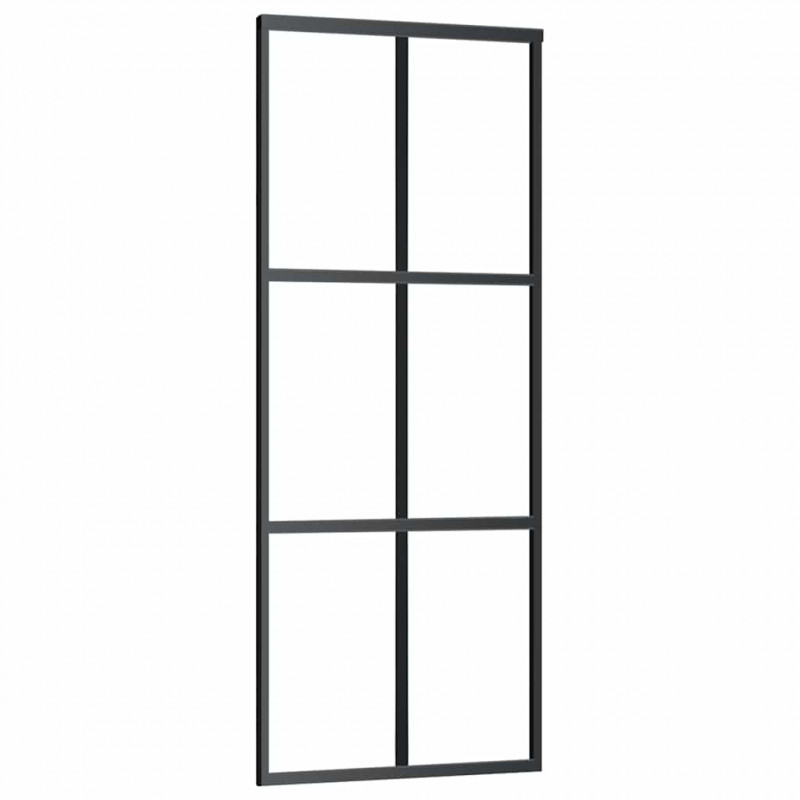 Drzwi przesuwne z zestawem okuć czarne 76x205 cm ESG szkło