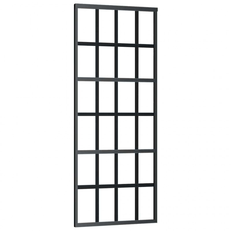 Drzwi przesuwne z zestawem okuć czarne 76x205 cm ESG szkło