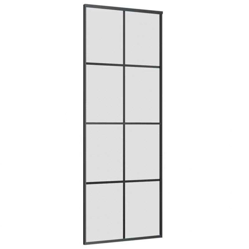 Drzwi przesuwne z zestawem okuć czarne 76x205 cm ESG szkło