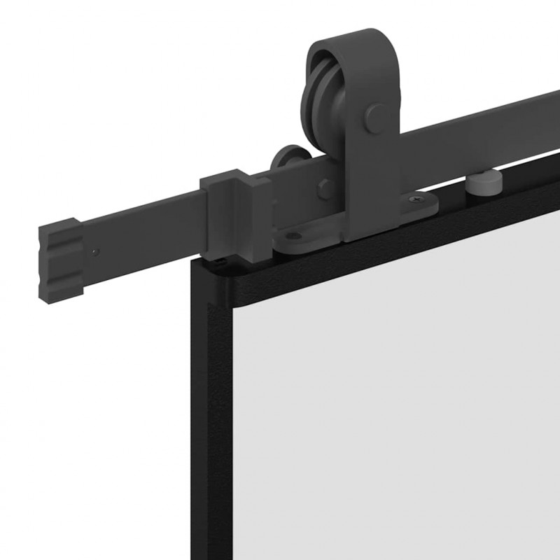 Drzwi przesuwne z zestawem okuć czarne 76x205cm szkło hartowane