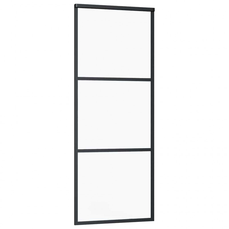 Drzwi przesuwne z zestawem okuć czarne 76x205 cm ESG szkło
