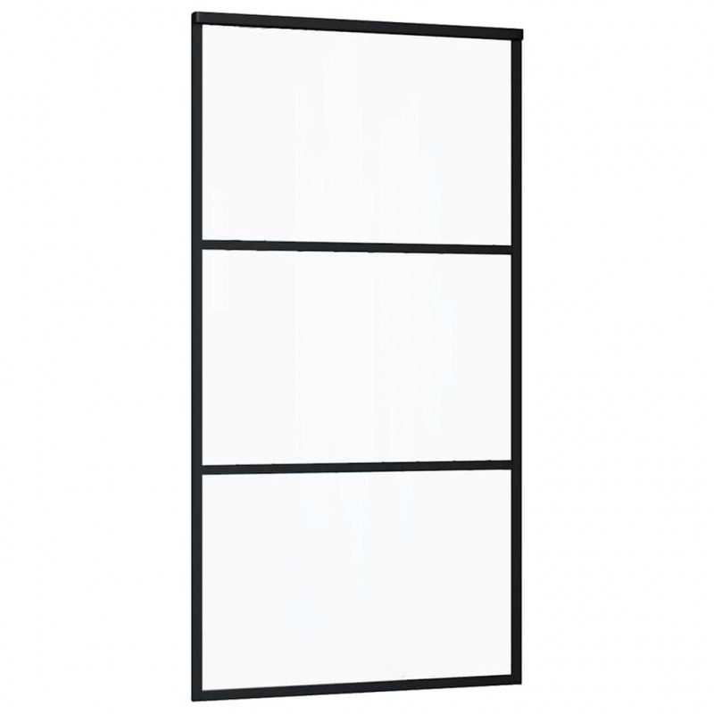 Drzwi przesuwne z zestawem okuć czarne 102x205 cm ESG szkło