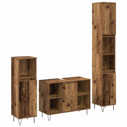 Zestaw mebli łazienkowych z półką z drzwiami 3 pcs Stare drewno