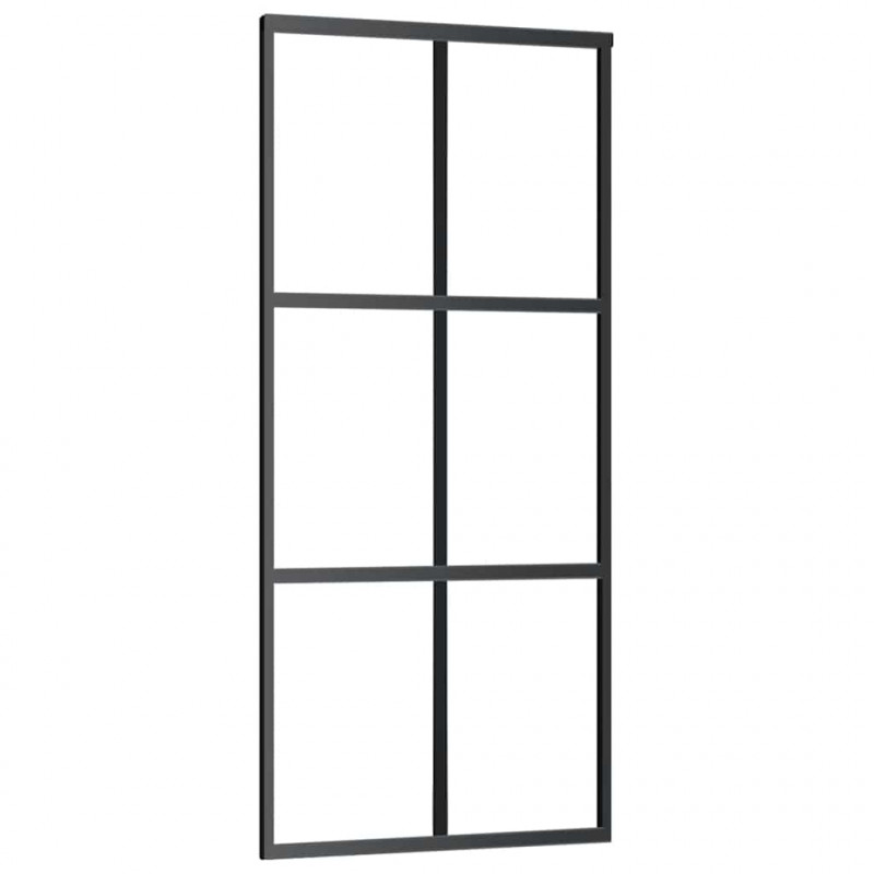 Drzwi przesuwne z zestawem okuć czarne 90x205 cm ESG szkło