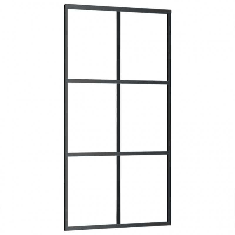 Drzwi przesuwne z zestawem okuć czarne 102x205 cm ESG szkło