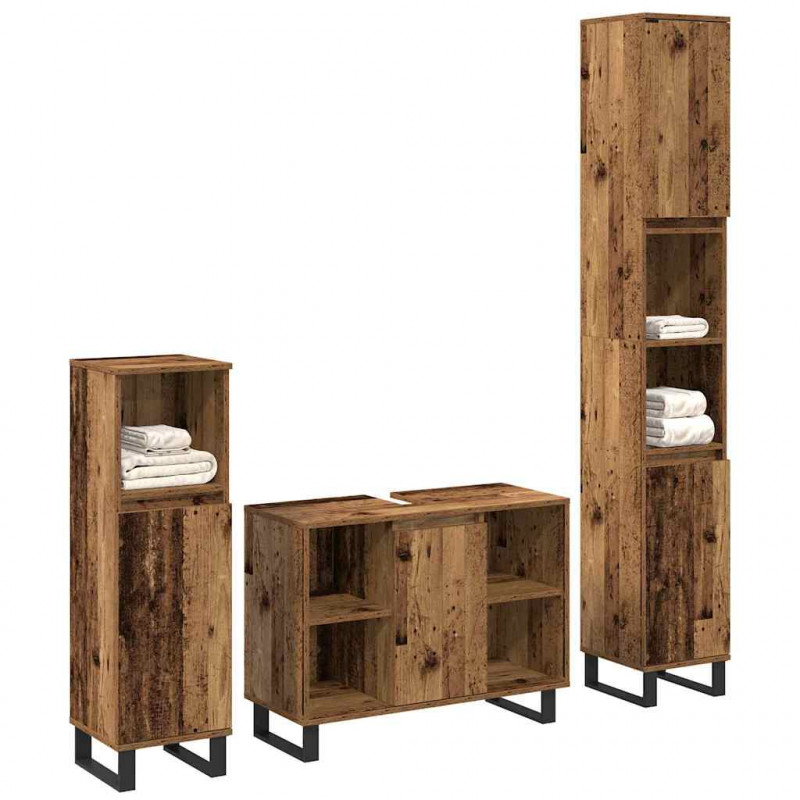 Zestaw mebli łazienkowych 3 pcs Brązowy Materiał drewnopochodny