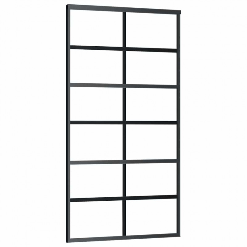 Drzwi przesuwne z zestawem okuć czarne 102x205 cm ESG szkło