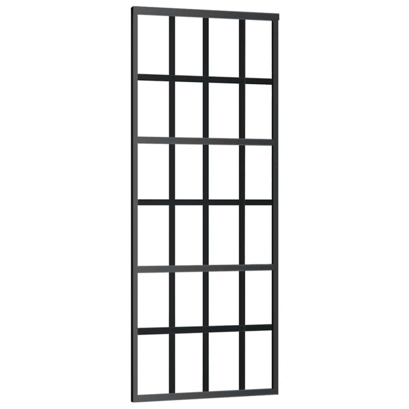 Drzwi przesuwne z zestawem okuć czarne 76x205 cm ESG szkło