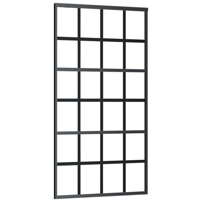 Drzwi przesuwne z zestawem okuć czarne 102x205 cm ESG szkło