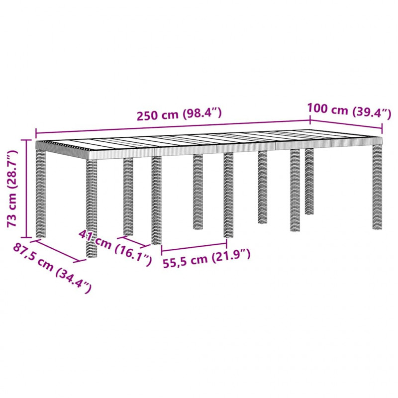 Stół Ogrodowy Biały 250 x 100 x 73 cm polirattan