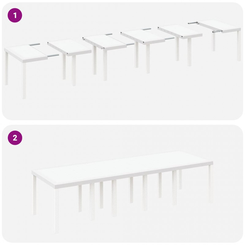 Stół Ogrodowy Biały 300 x 100 x 73 cm polirattan
