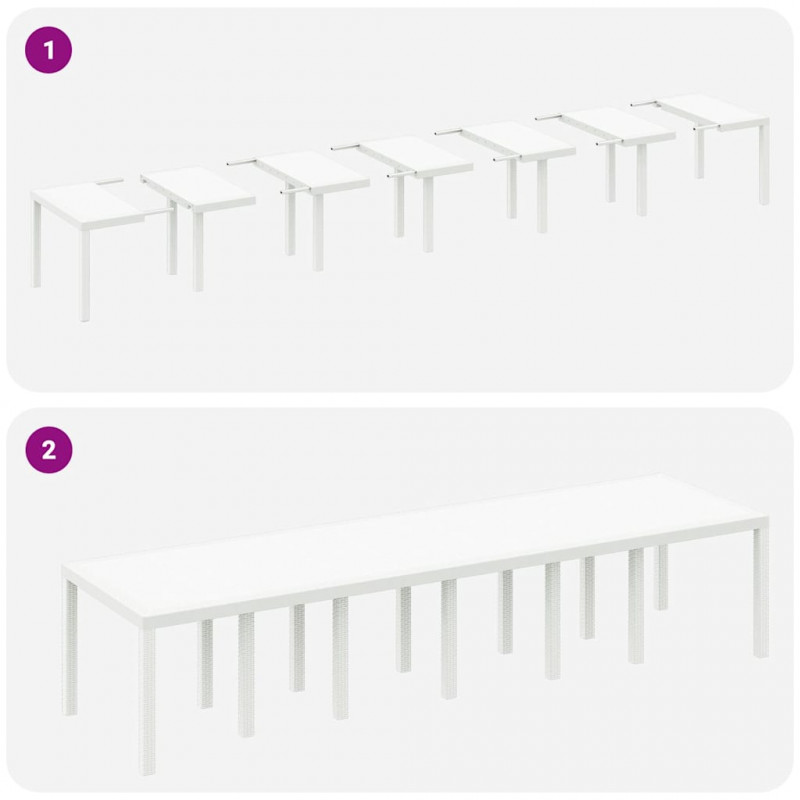 Stół Ogrodowy Biały 350 x 100 x 74 cm polirattan