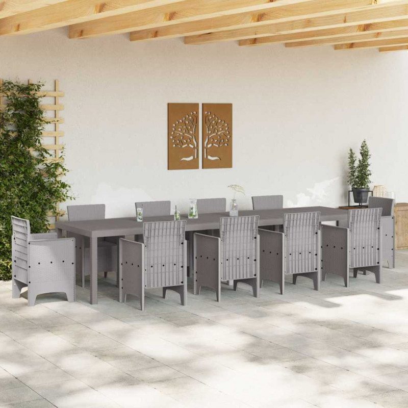 Stół Ogrodowy Jasnoszary 350 x 100 x 74 cm polirattan