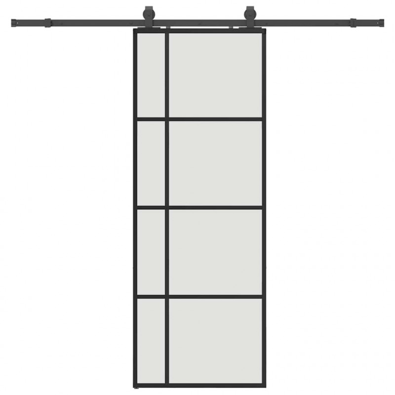 Drzwi przesuwne z zestawem okuć czarne 76x205 cm ESG szkło