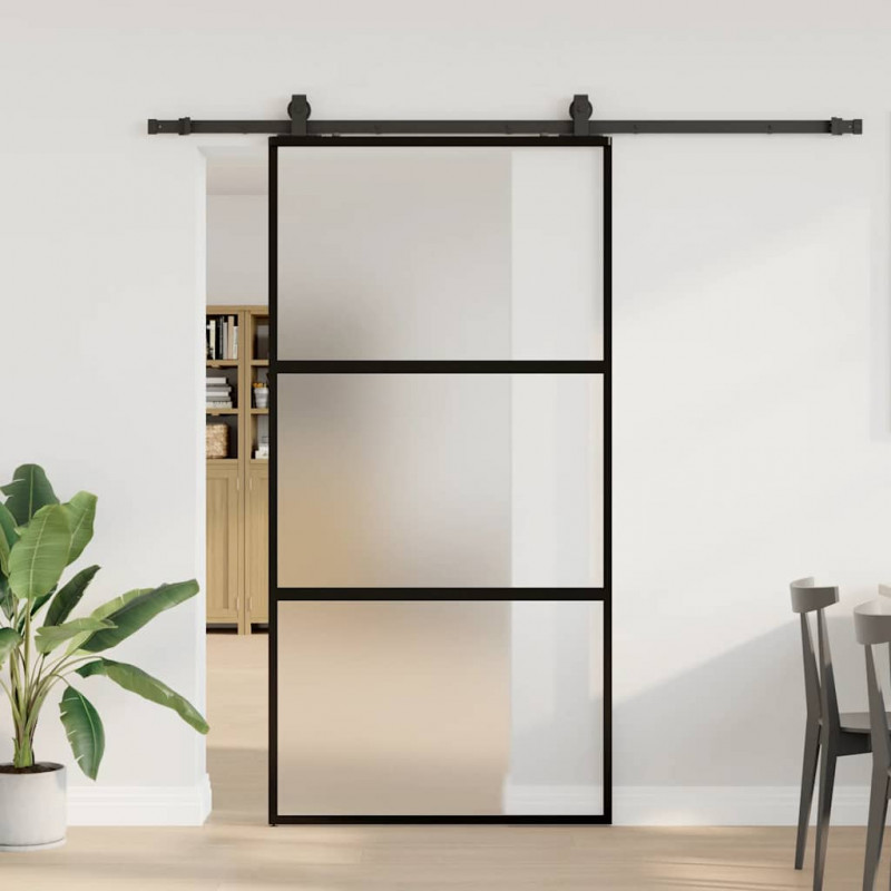 Drzwi przesuwne z zestawem okuć czarne 102,5x205 cm