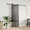 Drzwi przesuwne z zestawem okuć czarne 76x205cm szkło hartowane