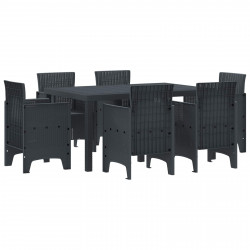 Zestaw do jadalni w ogrodzie 7 pcs Antracyt Rattan Polt