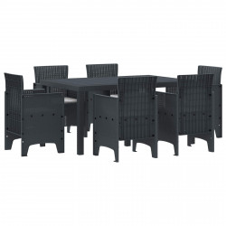 Zestaw do jadalni w ogrodzie 7 pcs Antracyt Rattan Polt