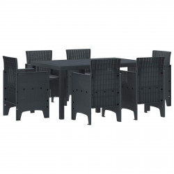 Zestaw do jadalni w ogrodzie 7 pcs Antracyt Rattan Polt