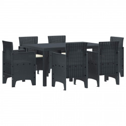 Zestaw do jadalni w ogrodzie 7 pcs Antracyt Rattan Polt