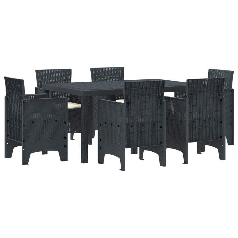 Zestaw do jadalni w ogrodzie 7 pcs Antracyt Rattan Polt