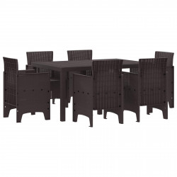 Zestaw do jadalni w ogrodzie 7 pcs Brązowy Rattan Polt