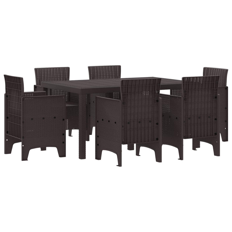 Zestaw do jadalni w ogrodzie 7 pcs Brązowy Rattan Polt