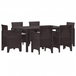 Zestaw do jadalni w ogrodzie 7 pcs Brązowy Rattan Polt
