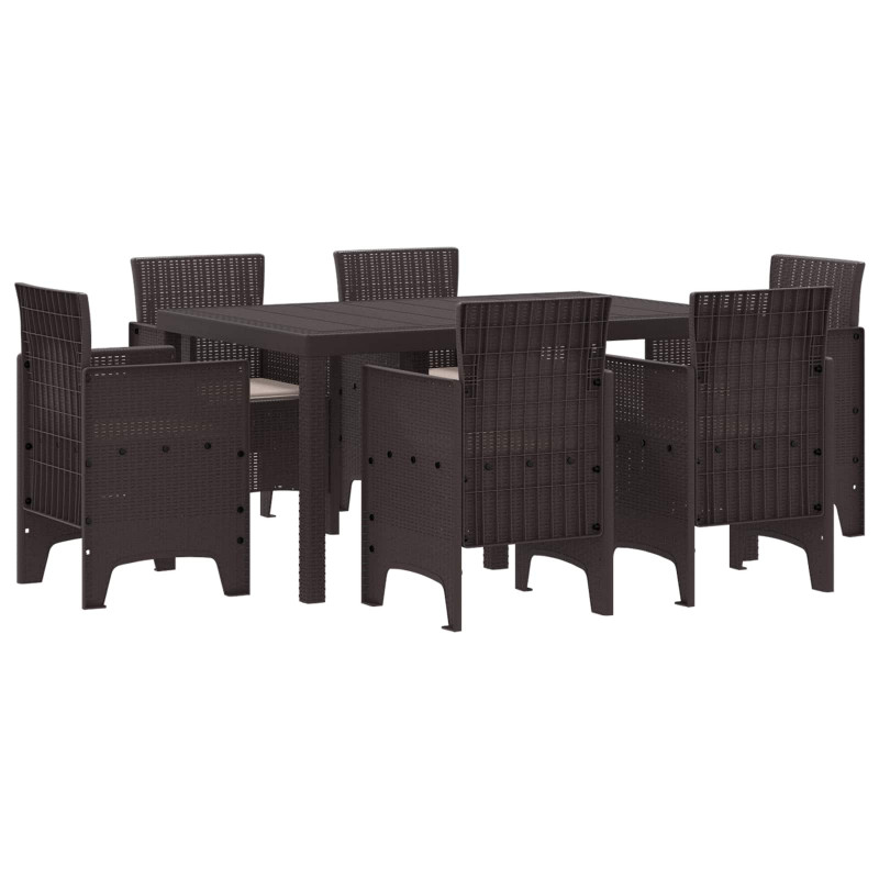 Zestaw do jadalni w ogrodzie 7 pcs Brązowy Rattan Polt