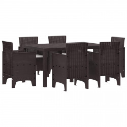 Zestaw do jadalni w ogrodzie 7 pcs Brązowy Rattan Polt