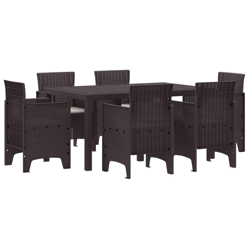 Zestaw do jadalni w ogrodzie 7 pcs Brązowy Rattan Polt
