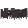 Zestaw do jadalni w ogrodzie 7 pcs Brązowy Rattan Polt