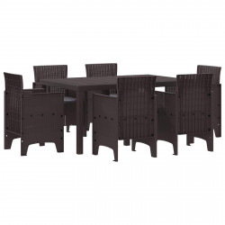 Zestaw do jadalni w ogrodzie 7 pcs Brązowy Rattan Polt
