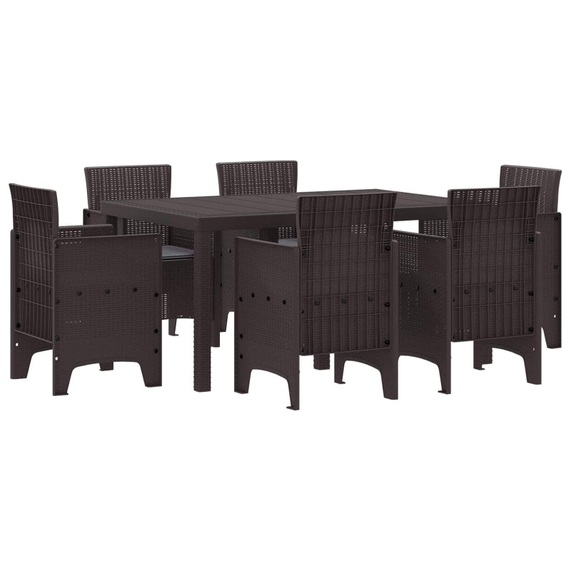 Zestaw do jadalni w ogrodzie 7 pcs Brązowy Rattan Polt