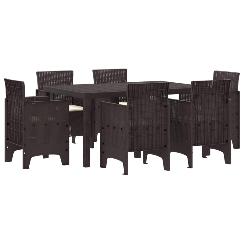 Zestaw do jadalni w ogrodzie 7 pcs Brązowy Rattan Polt