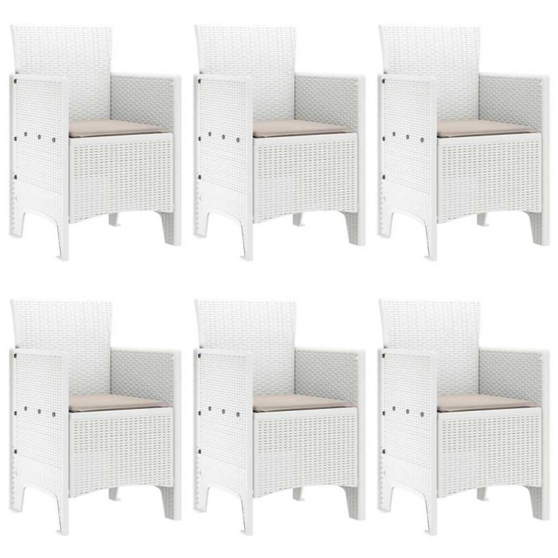 Zestaw do jadalni w ogrodzie 7 pcs Biały Rattan Polt