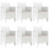 Zestaw do jadalni w ogrodzie 7 pcs Biały Rattan Polt