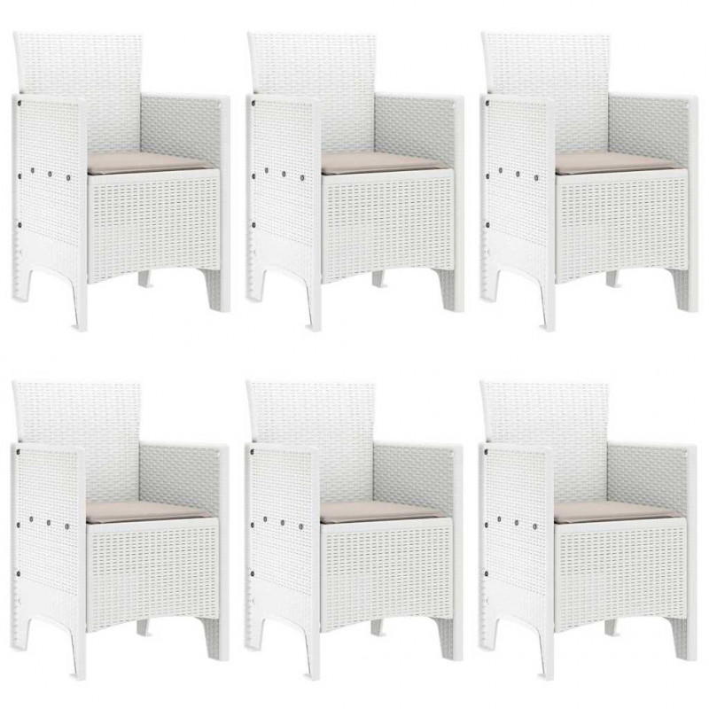 Zestaw do jadalni w ogrodzie 7 pcs Biały Rattan Polt