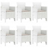 Zestaw do jadalni w ogrodzie 7 pcs Biały Rattan Polt