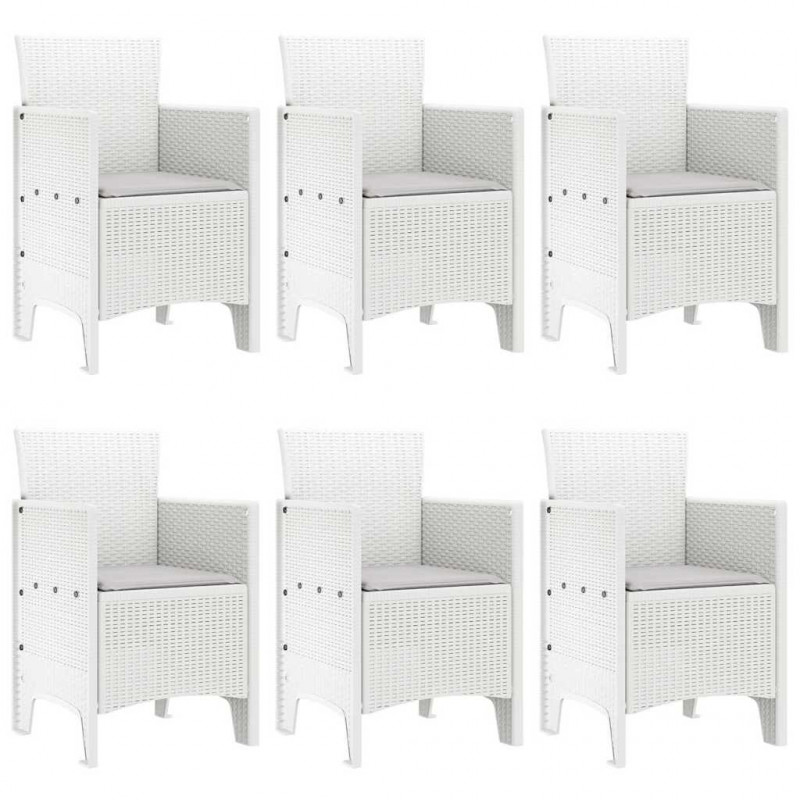 Zestaw do jadalni w ogrodzie 7 pcs Biały Rattan Polt