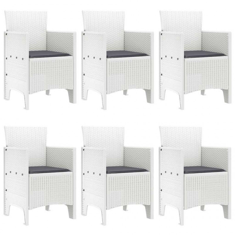 Zestaw do jadalni w ogrodzie 7 pcs Biały Rattan Polt