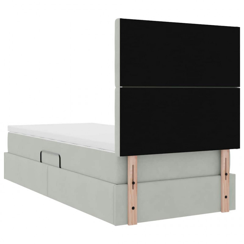 Łóżko z miejscem na przechowywanie i LED Jasnoszary 90 x 200 cm