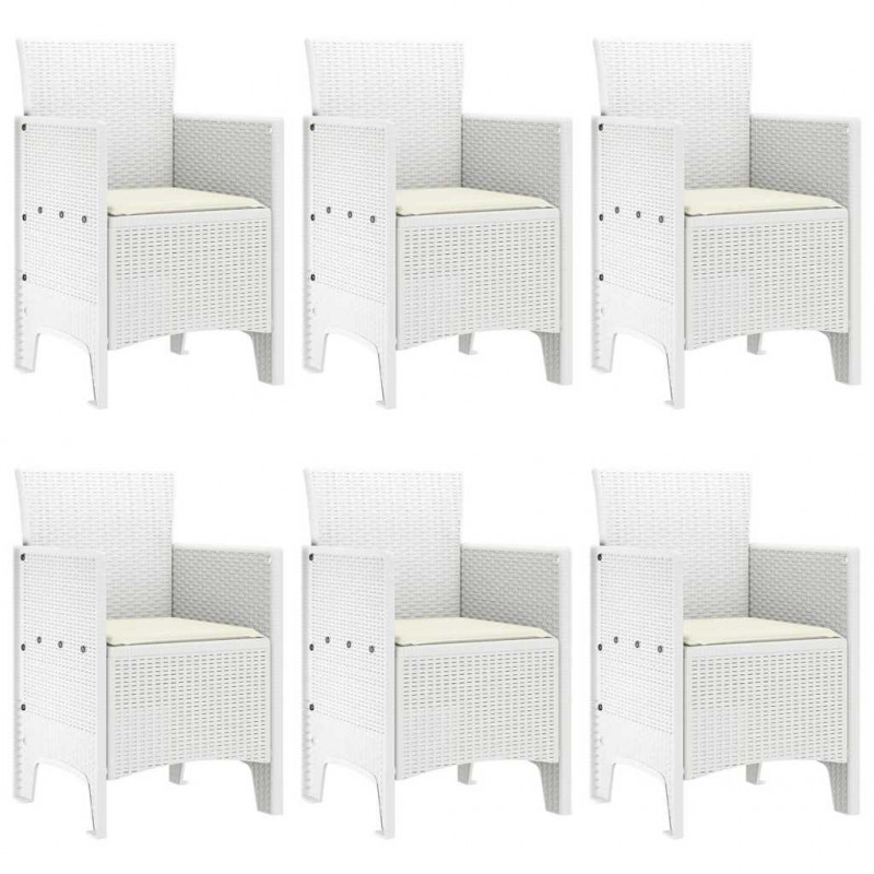 Zestaw do jadalni w ogrodzie 7 pcs Biały Rattan Polt