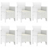 Zestaw do jadalni w ogrodzie 7 pcs Biały Rattan Polt