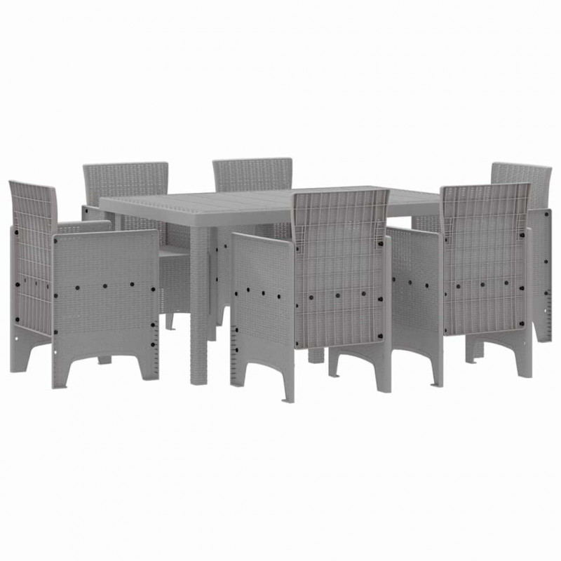Zestaw do jadalni w ogrodzie 7 pcs Jasnoszary Rattan Polt
